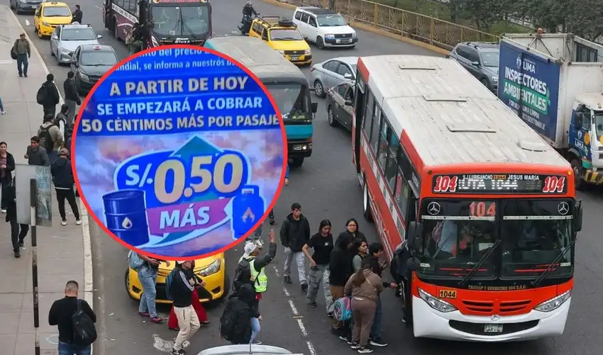 Pasajes de transporte público aumentan hasta en S/1 debido al incremento del precio de los combustibles